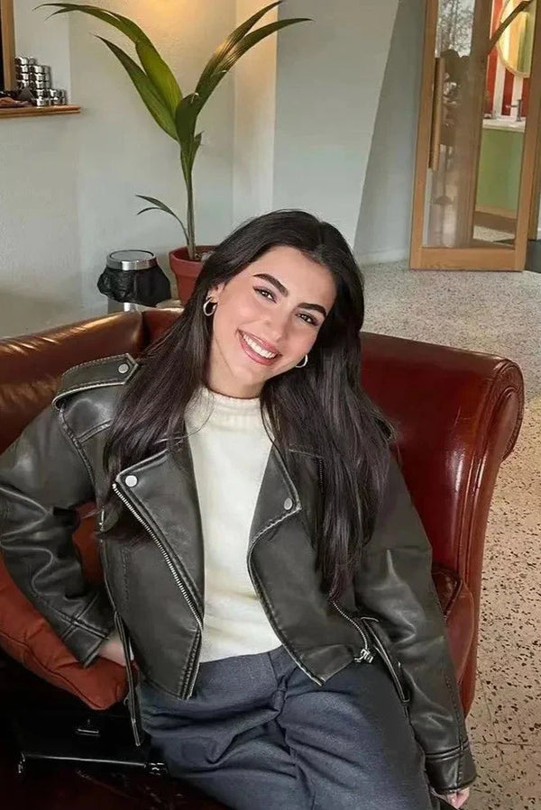 Damen Cropped frühlingjacke | Kurz Geschnittene Ausführung mit Gürtel