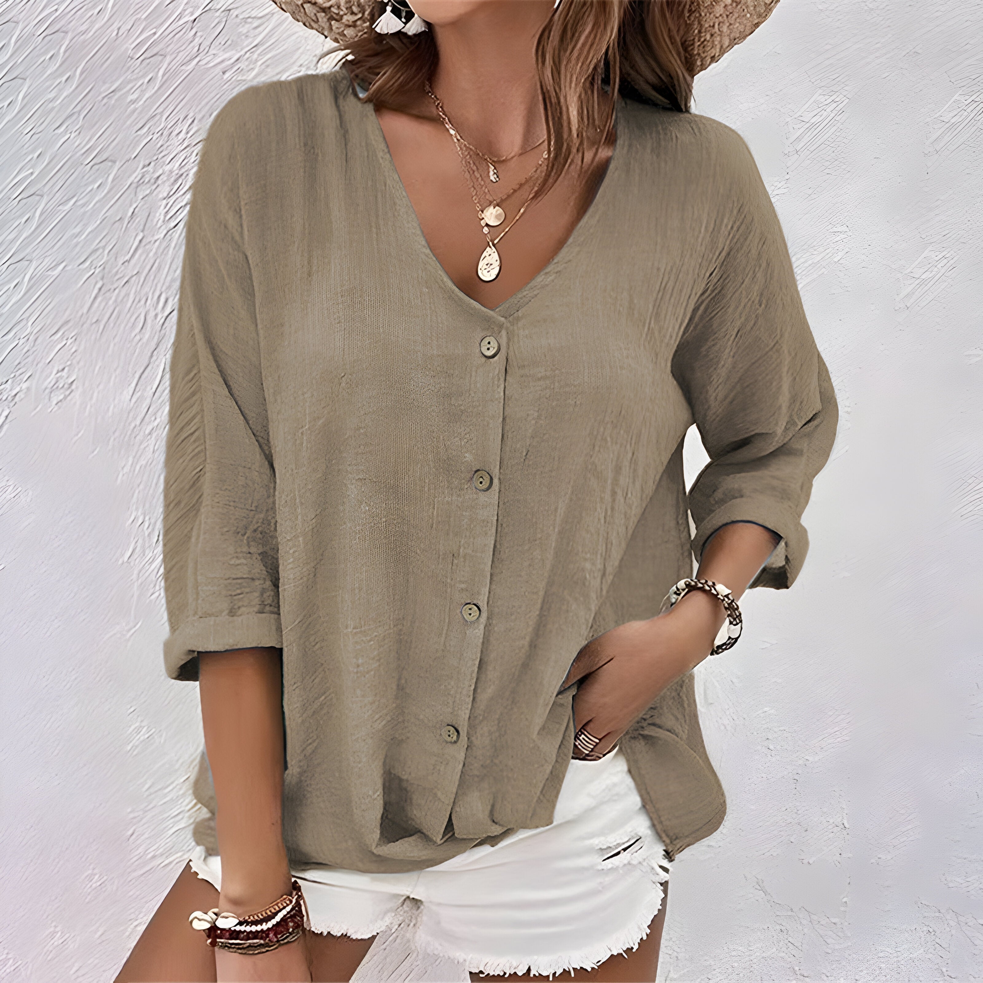 Damen Lockere Bluse mit Knopfleiste im Relaxed-Fit-Stil