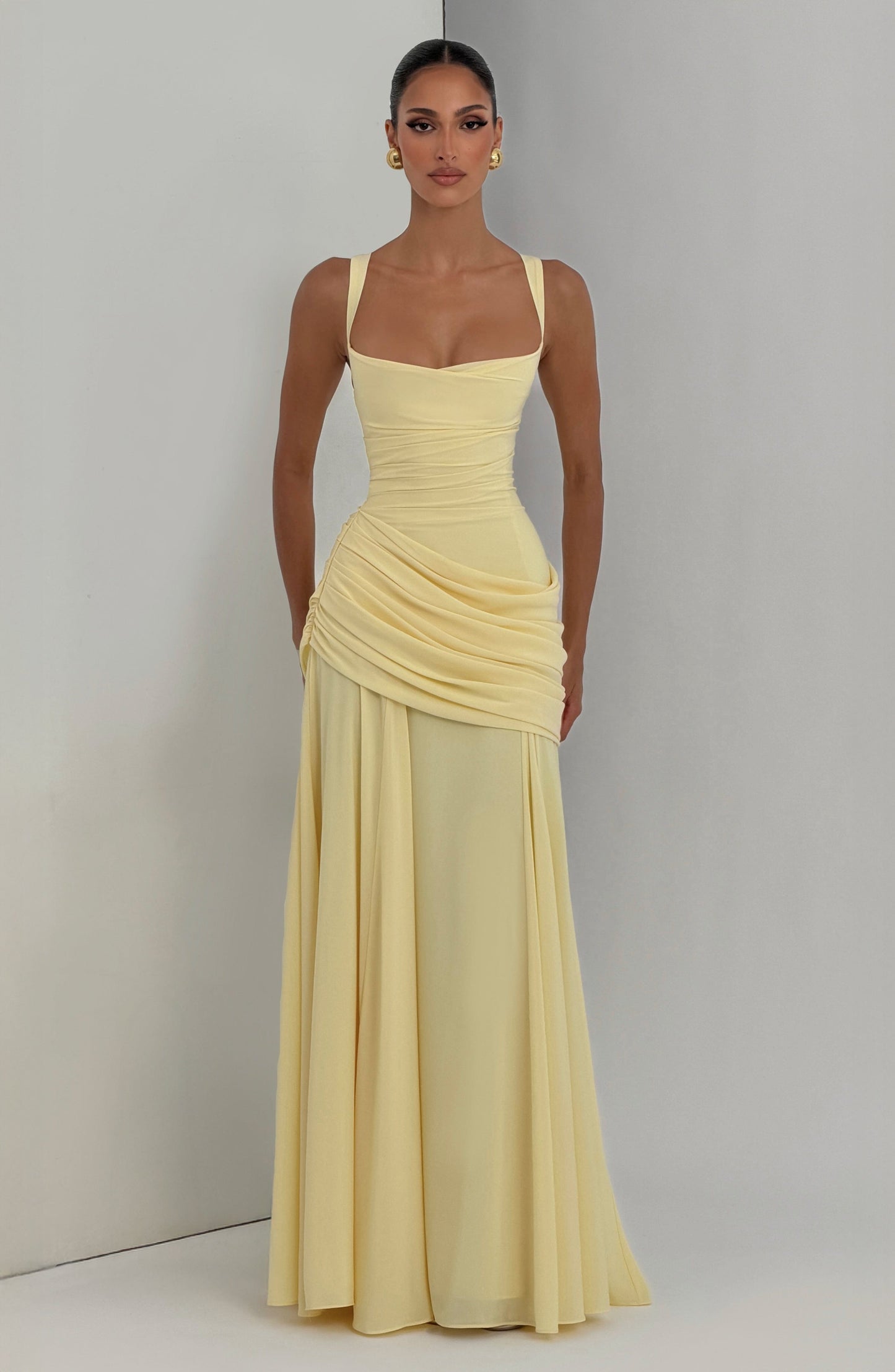 Mavey | Damen Festliche Eckigem Ausschnitt Maxi Dress