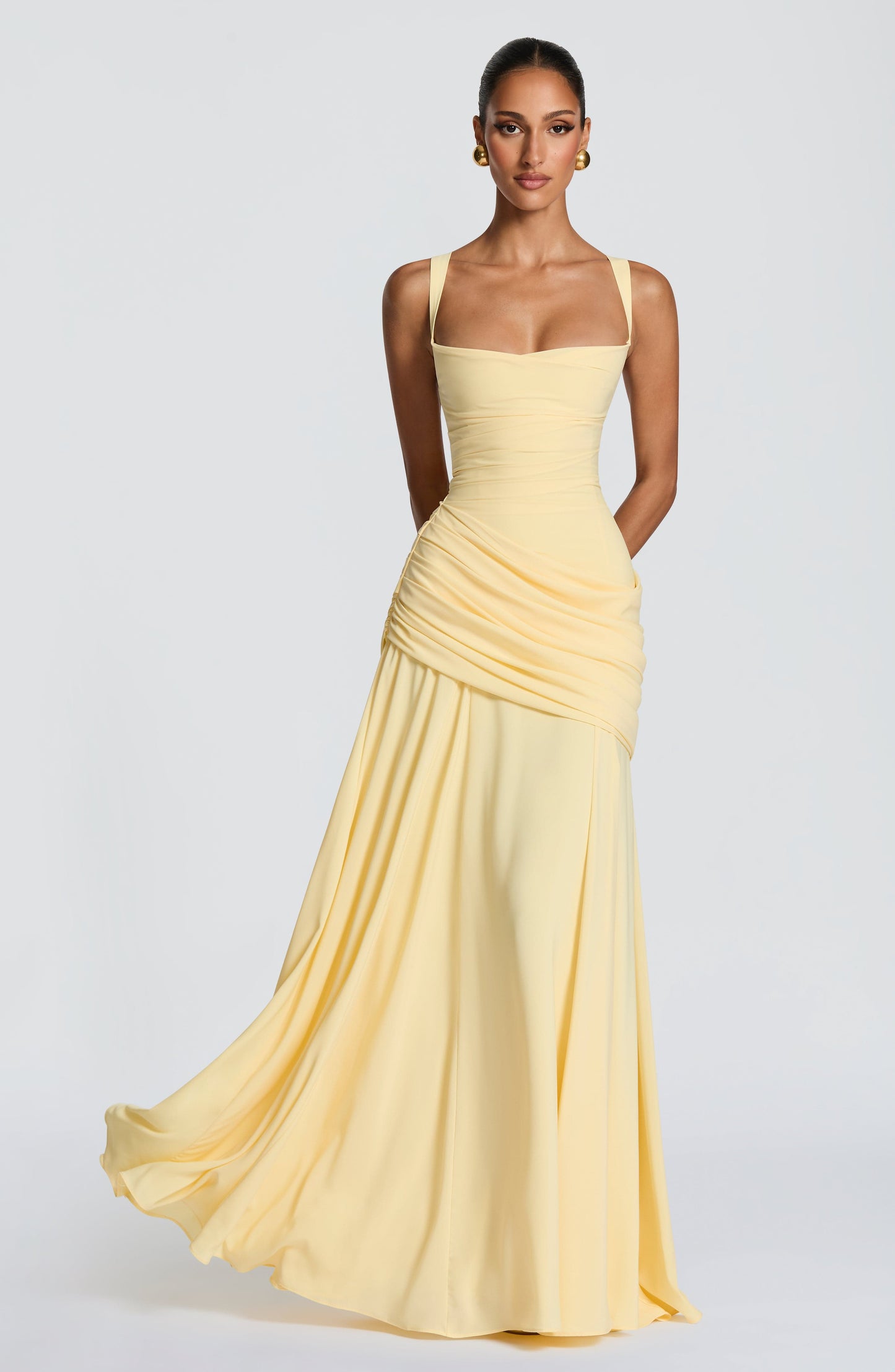 Mavey | Damen Festliche Eckigem Ausschnitt Maxi Dress