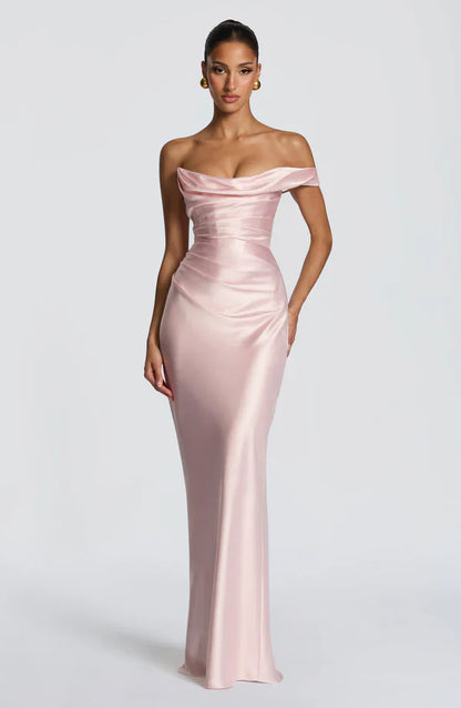Margrit | Damen Elegantes One Shoulder Satin Abendkleid