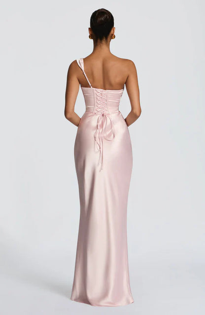Margrit | Damen Elegantes One Shoulder Satin Abendkleid
