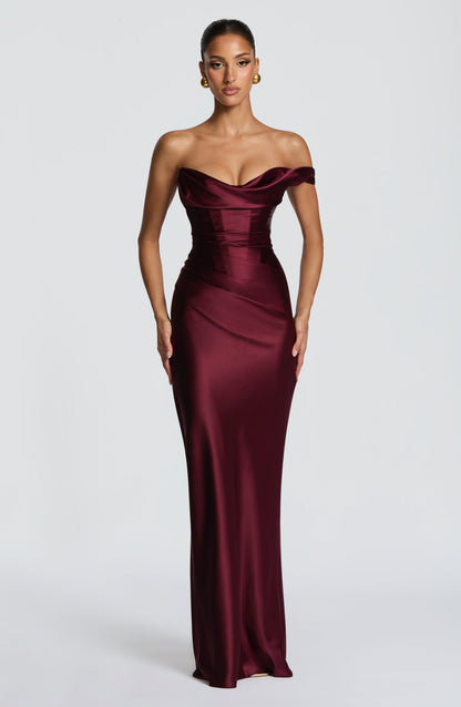 Margrit | Damen Elegantes One Shoulder Satin Abendkleid