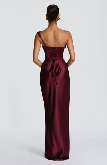 Margrit | Damen Elegantes One Shoulder Satin Abendkleid