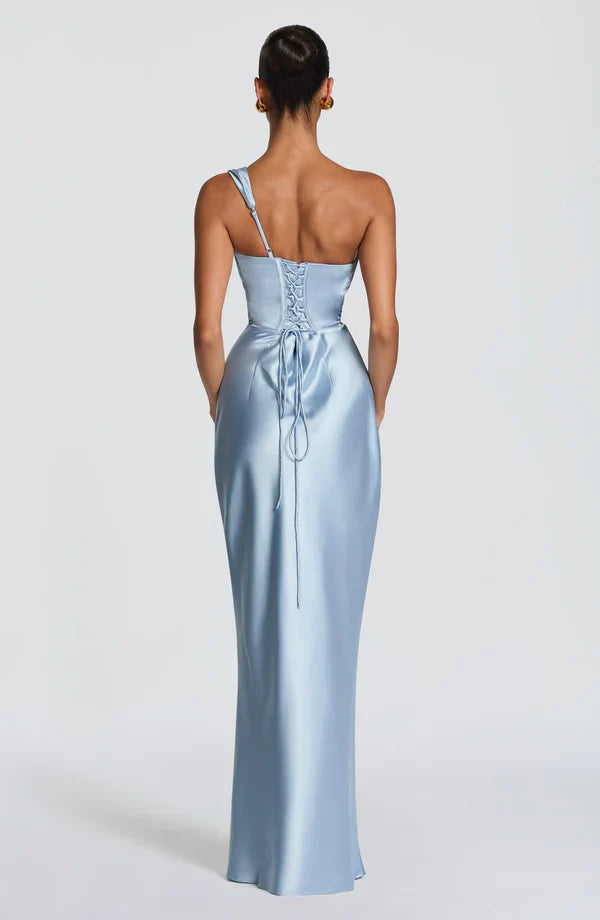 Margrit | Damen Elegantes One Shoulder Satin Abendkleid
