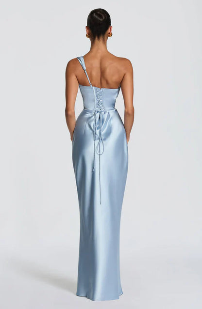 Margrit | Damen Elegantes One Shoulder Satin Abendkleid