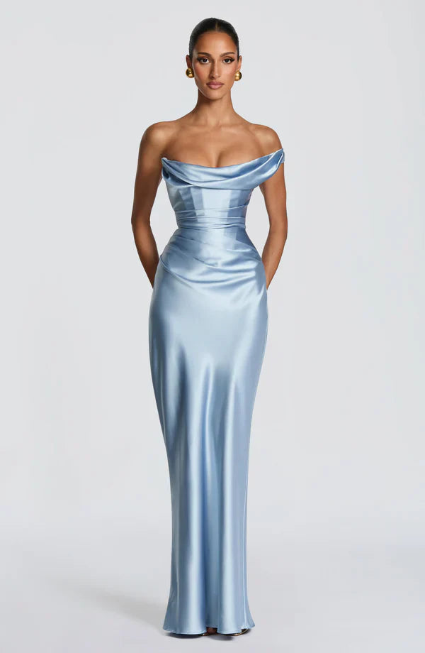 Margrit | Damen Elegantes One Shoulder Satin Abendkleid