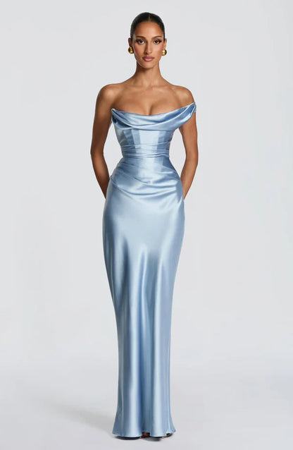 Margrit | Damen Elegantes One Shoulder Satin Abendkleid
