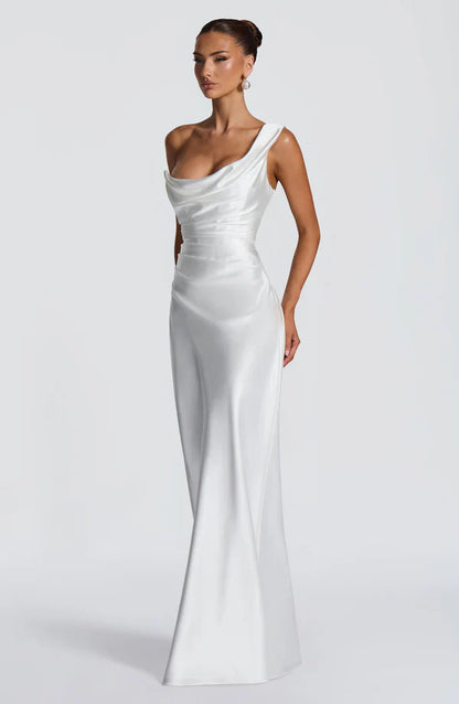 Margrit | Damen Elegantes One Shoulder Satin Abendkleid