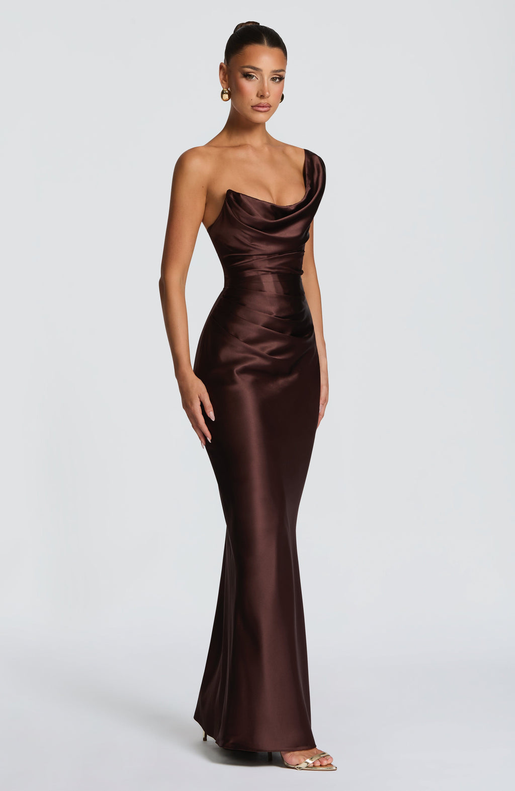 Margrit | Damen Elegantes One Shoulder Satin Abendkleid