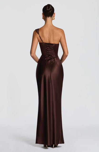 Margrit | Damen Elegantes One Shoulder Satin Abendkleid