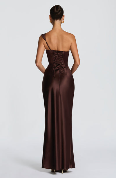 Margrit | Damen Elegantes One Shoulder Satin Abendkleid