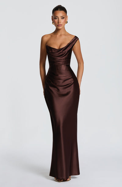 Margrit | Damen Elegantes One Shoulder Satin Abendkleid