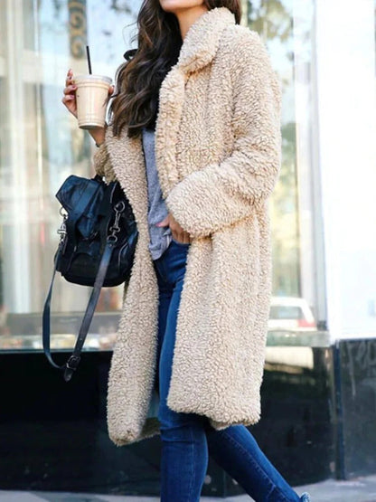 Lara | Damen Langer Teddy Trenchcoat