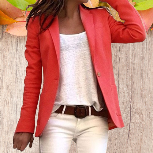 Damen Tailliert Geknöpft Slim Fit Blazer