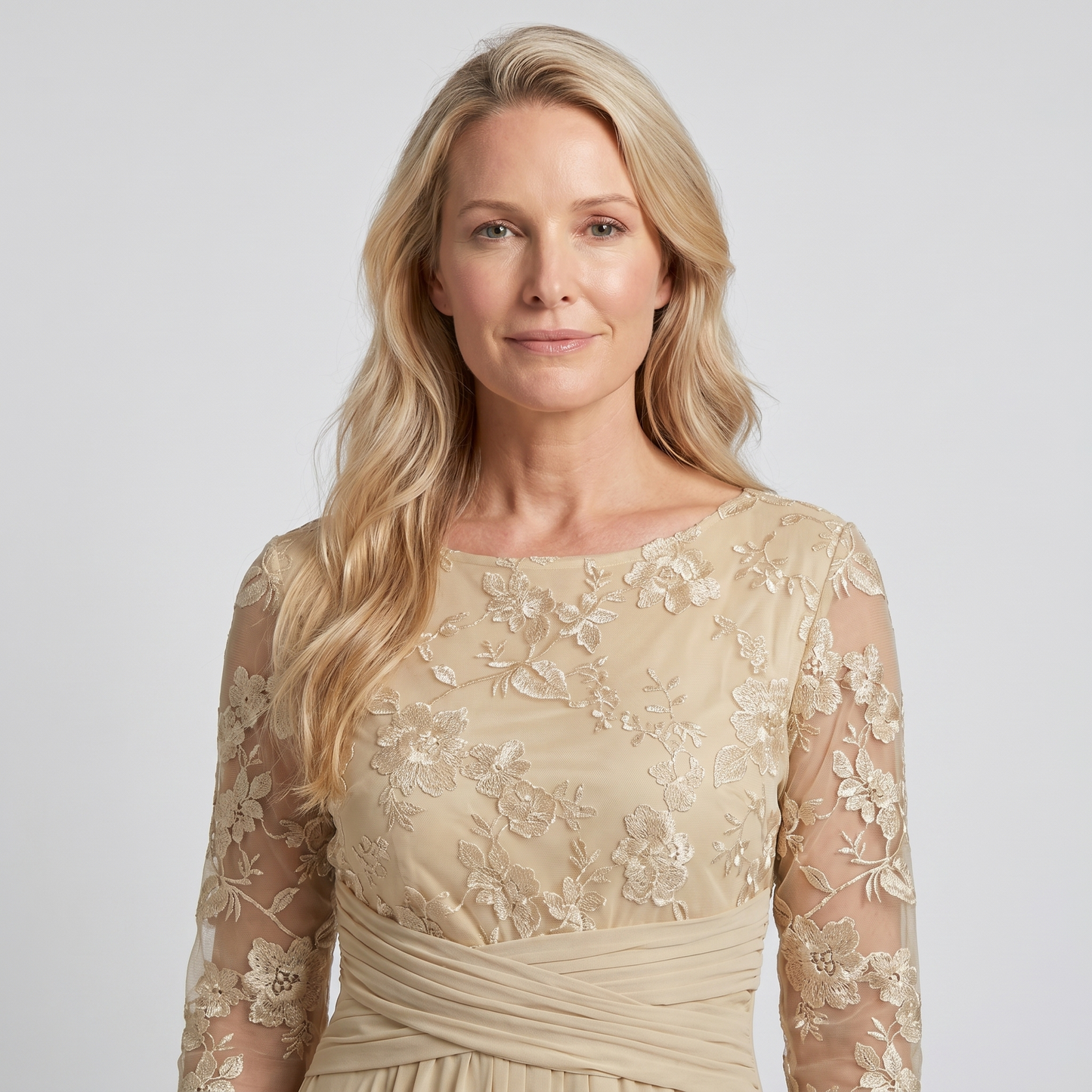 Manuela | Damen Besticktes Chiffon Midikleid